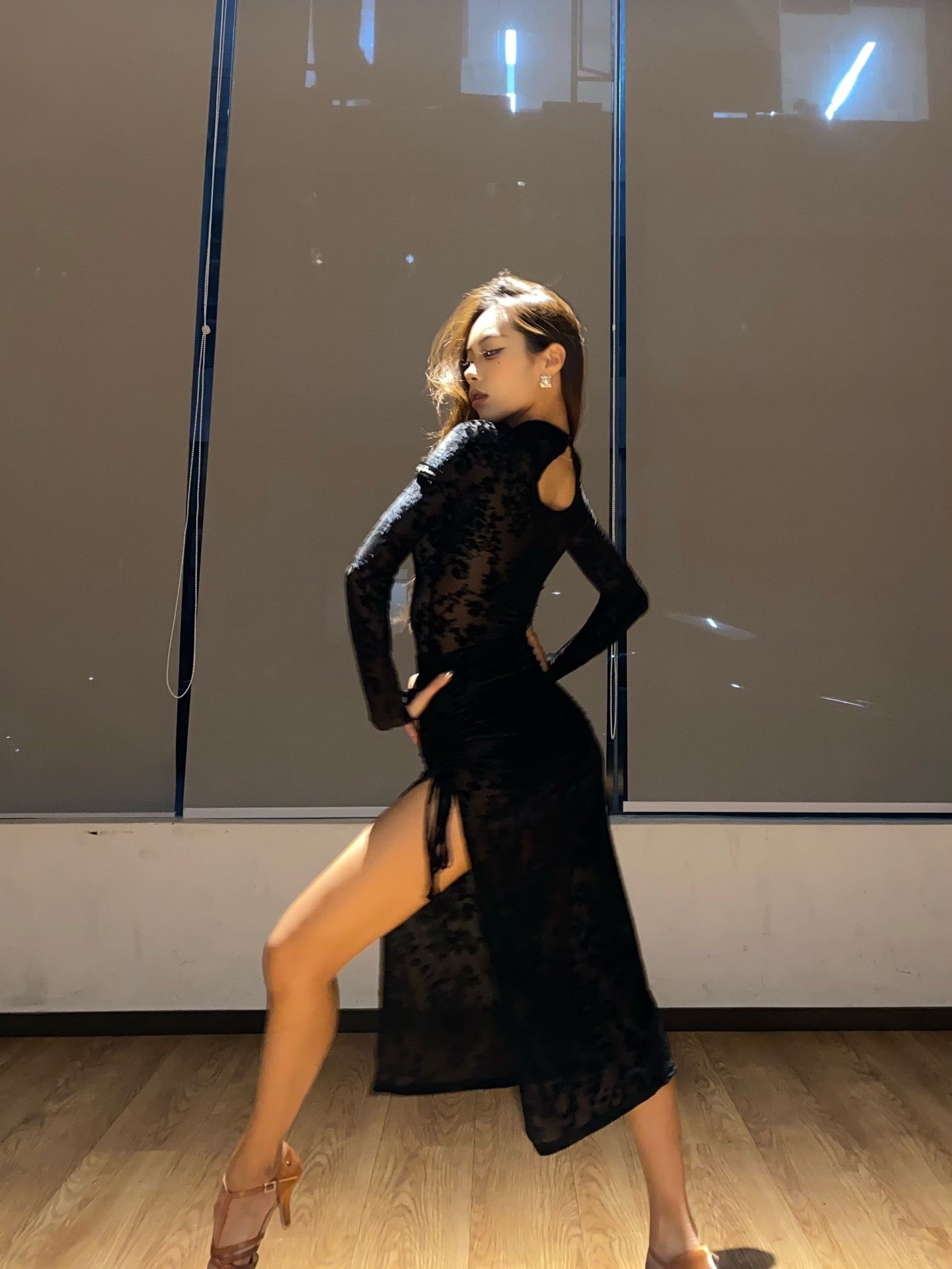 Oriental Orchid | Wendy Dance | Cheongsams-Inspired Lace Dance Dress (Black & White)