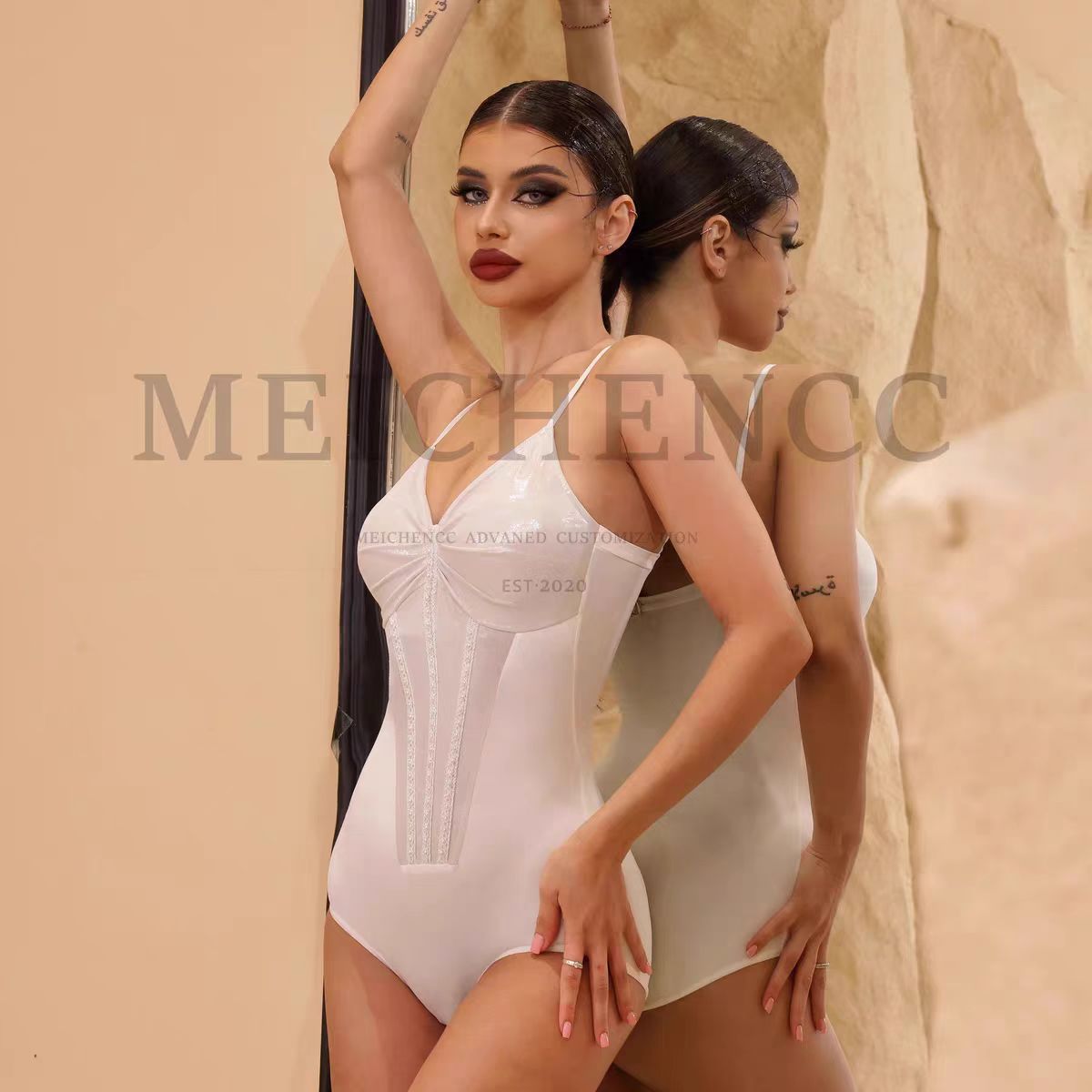 Mermaid Glow | MEICHENCC | Shimmery Satin Top & Asymmetric Ruched Skirt (Sold Separately)