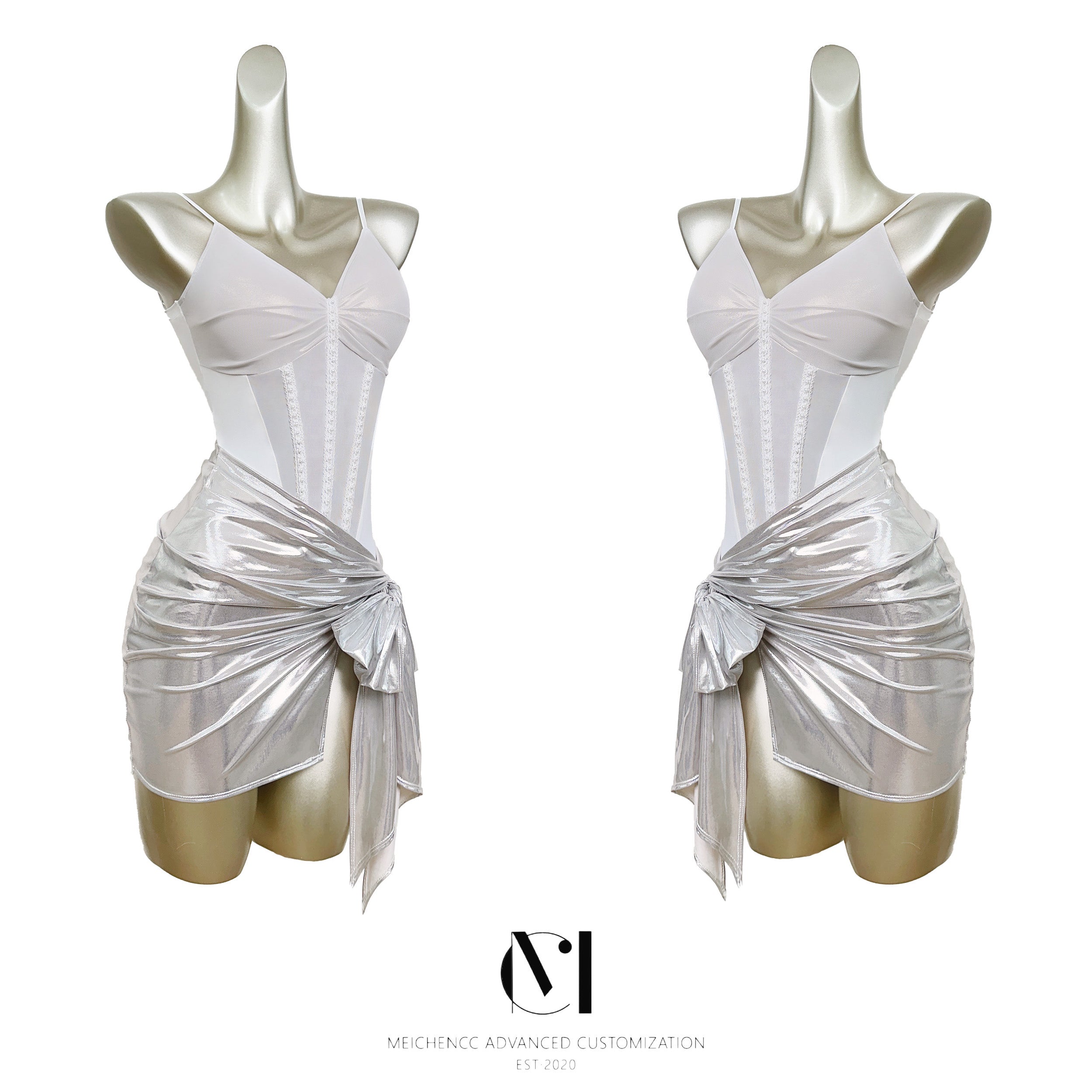 Mermaid Glow | MEICHENCC | Shimmery Satin Top & Asymmetric Ruched Skirt (Sold Separately)