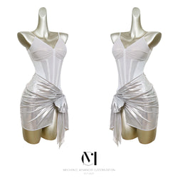 Mermaid Glow | MEICHENCC | Shimmery Satin Top & Asymmetric Ruched Skirt (Sold Separately)