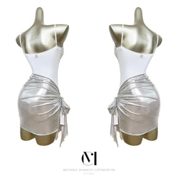 Mermaid Glow | MEICHENCC | Shimmery Satin Top & Asymmetric Ruched Skirt (Sold Separately)