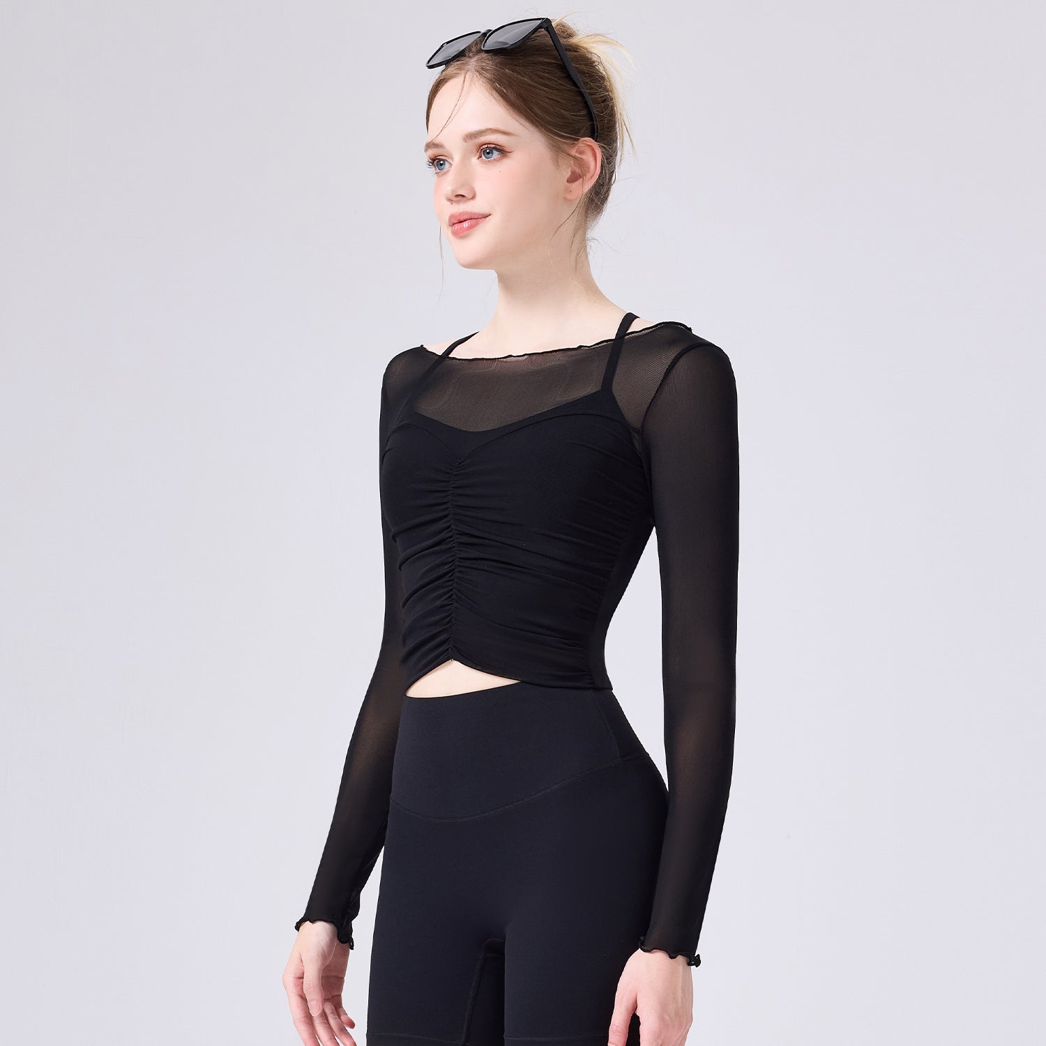 「Sheer」Mesh Long Sleeve Cover-Up, Yoga Kimono, dancewear Layer