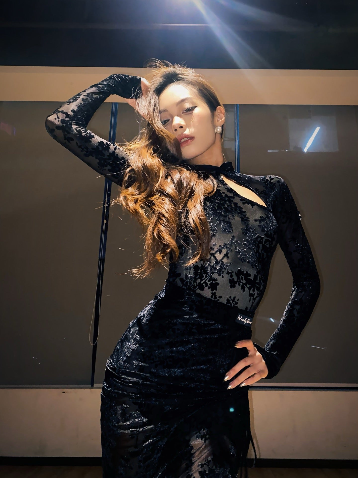 Oriental Orchid | Wendy Dance | Cheongsams-Inspired Lace Dance Dress (Black & White)