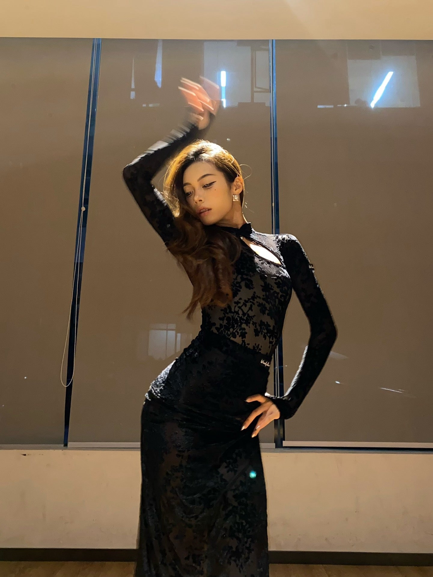 Oriental Orchid | Wendy Dance | Cheongsams-Inspired Lace Dance Dress (Black & White)