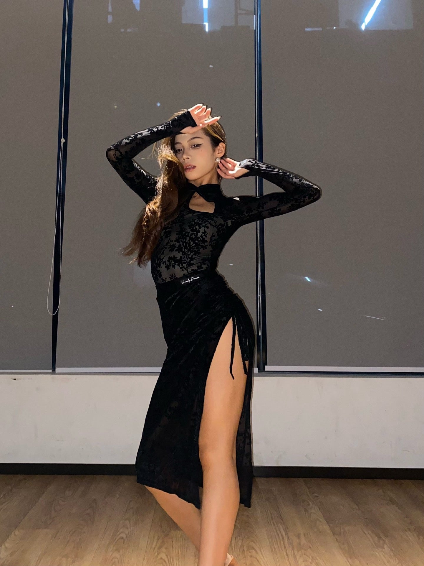 Oriental Orchid | Wendy Dance | Cheongsams-Inspired Lace Dance Dress (Black & White)