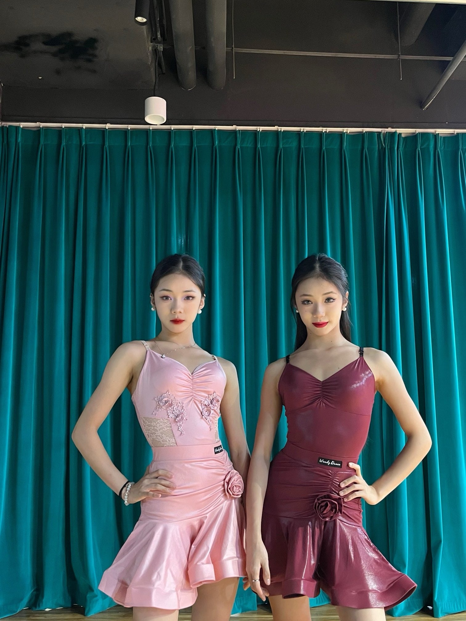 Leather Chic | Wendy Dance | Faux Leather Spaghetti-Strap Latin Dance Dress