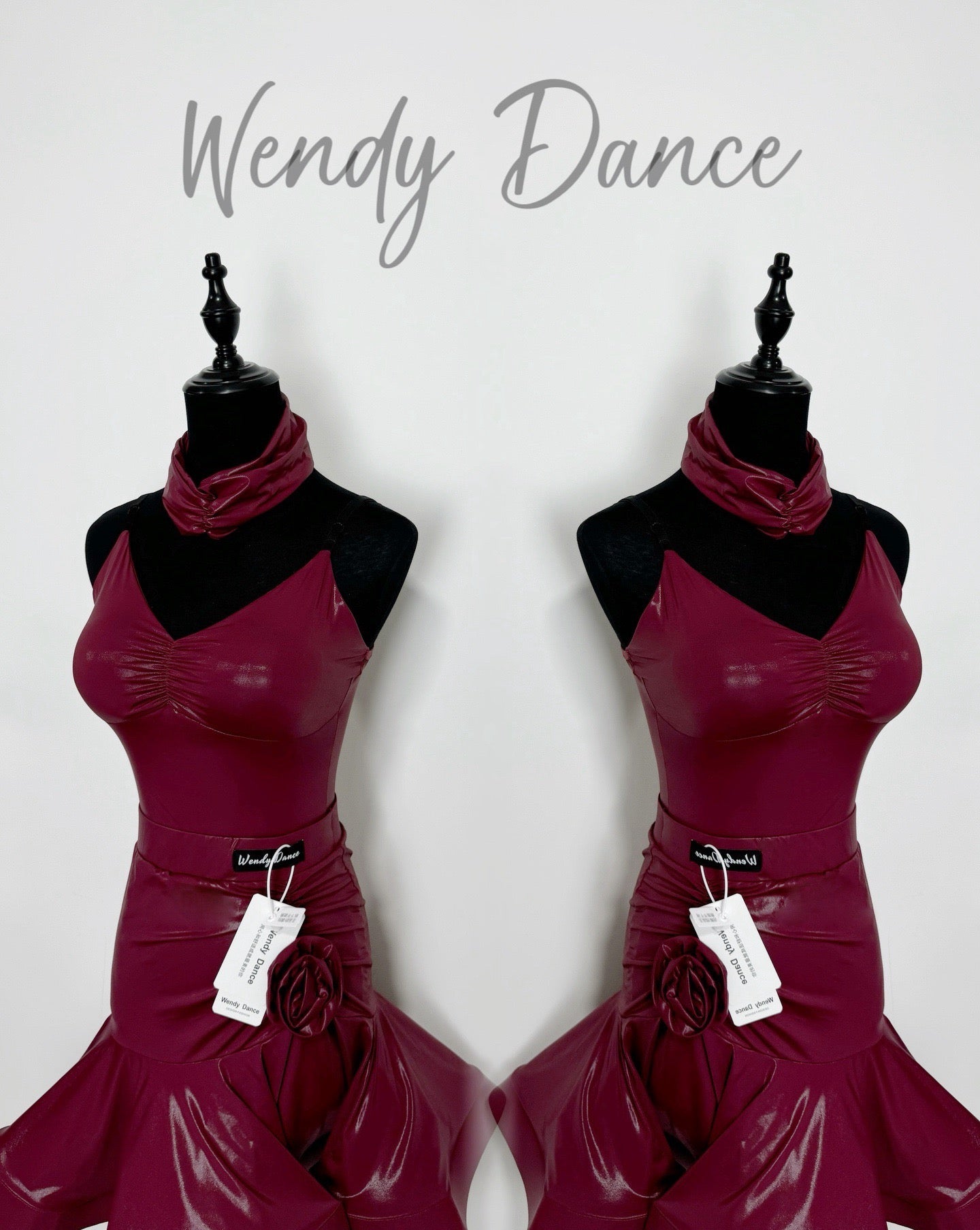 Leather Chic | Wendy Dance | Faux Leather Spaghetti-Strap Latin Dance Dress