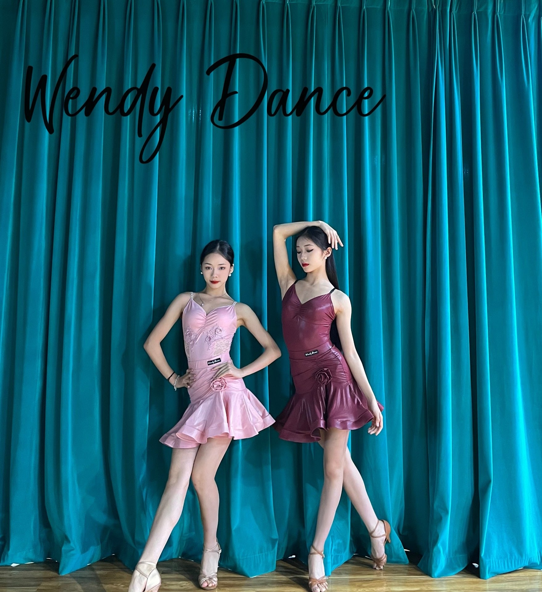 Leather Chic | Wendy Dance | Faux Leather Spaghetti-Strap Latin Dance Dress