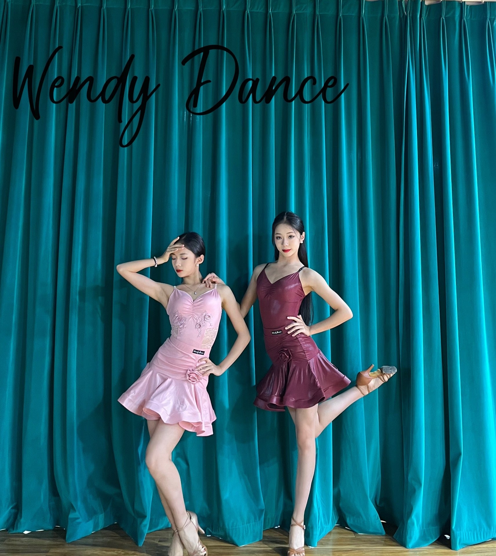 Leather Chic | Wendy Dance | Faux Leather Spaghetti-Strap Latin Dance Dress