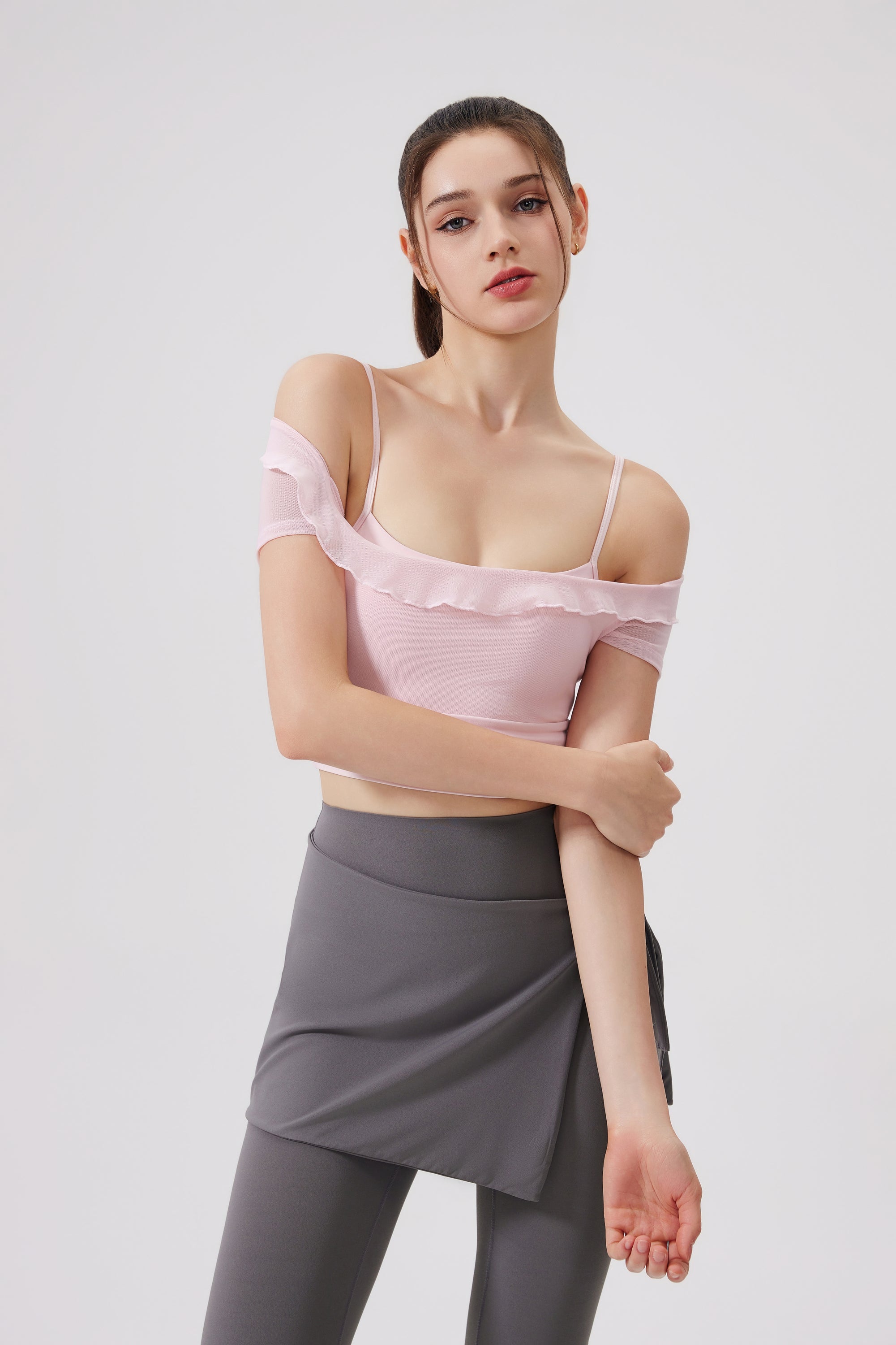 「Lotus」Ruffle Detail Bustier - Dance Tennis Pilates Yoga Top, Athletic Crop