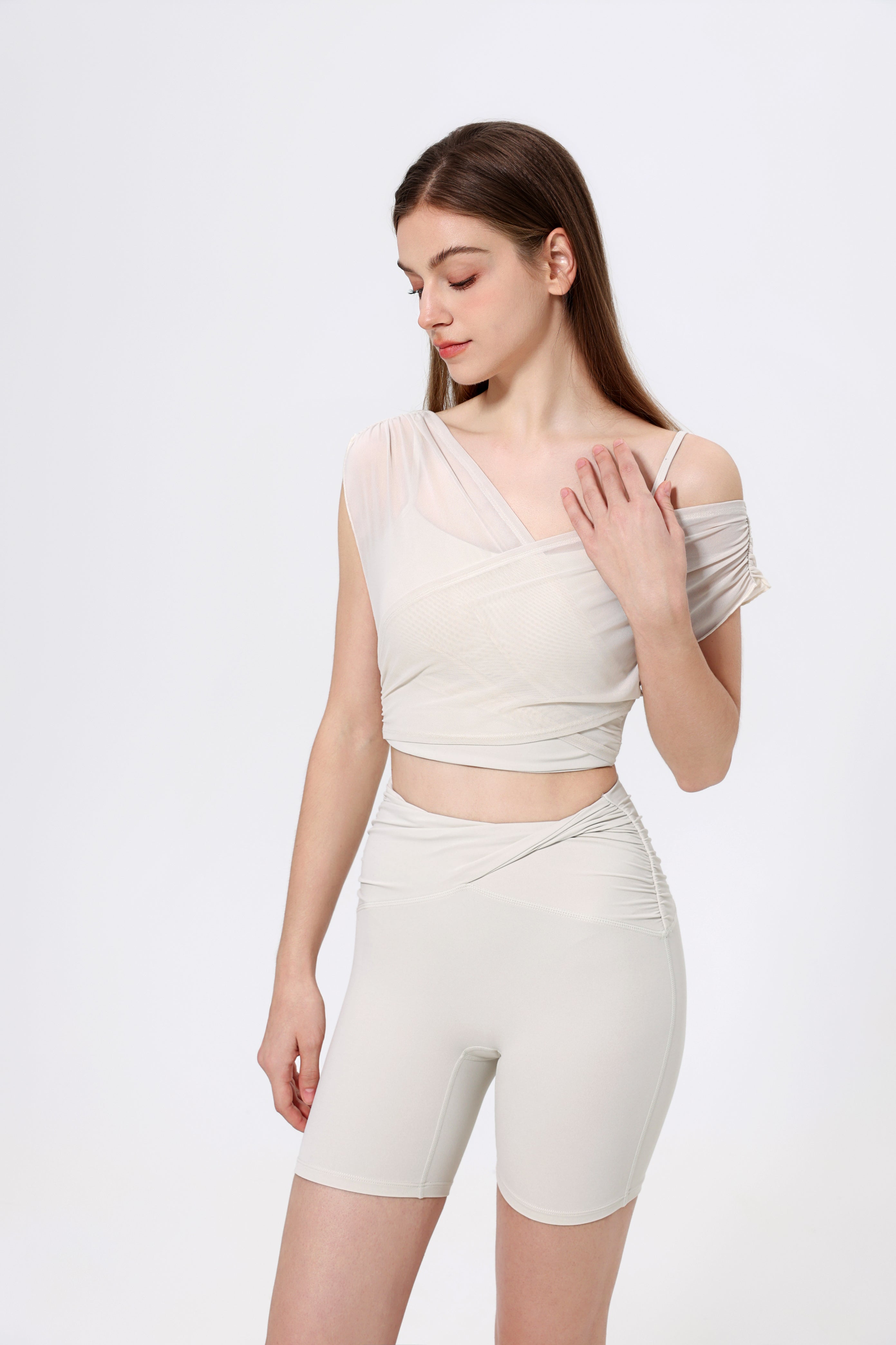 「Rose Mirage」Cross Mesh Wrap Top