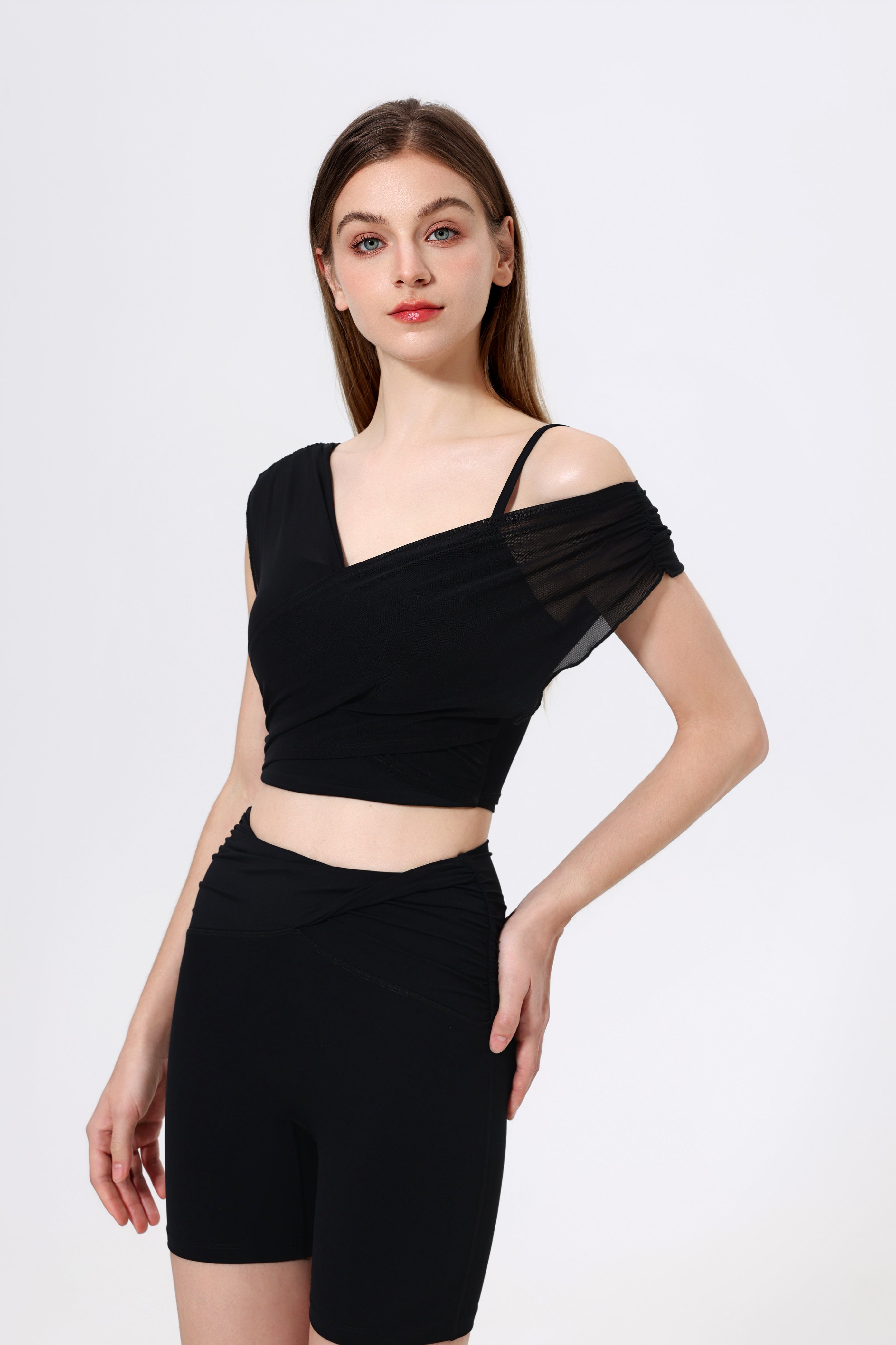 「Rose Mirage」Cross Mesh Wrap Top