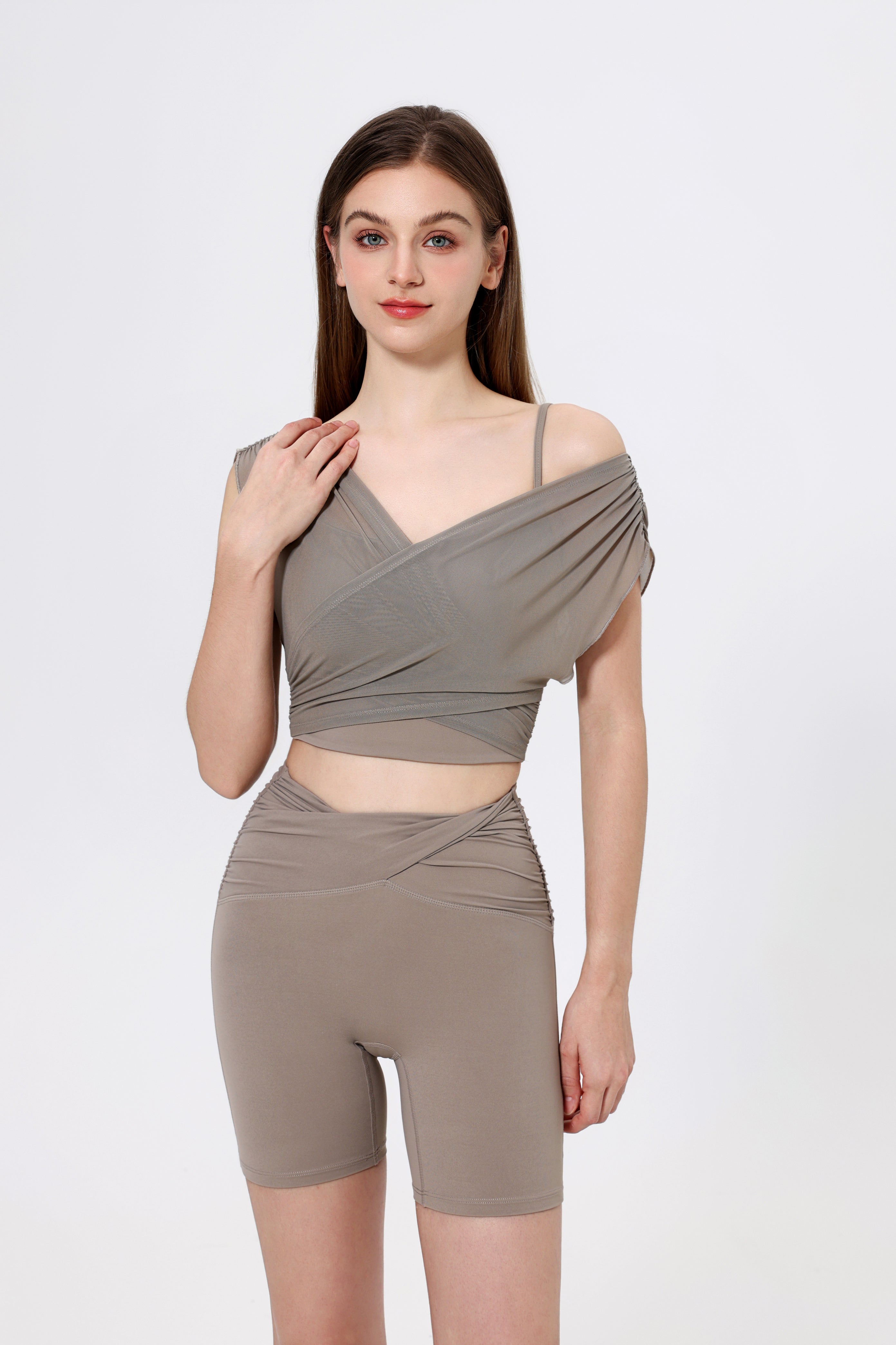 「Rose Mirage」Cross Mesh Wrap Top