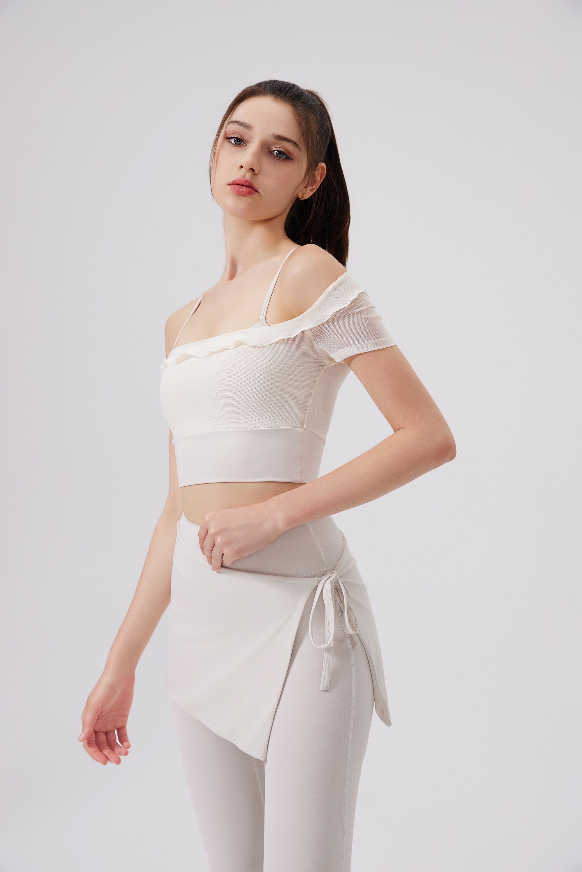 「Lotus」Ruffle Detail Bustier - Dance Tennis Pilates Yoga Top, Athletic Crop