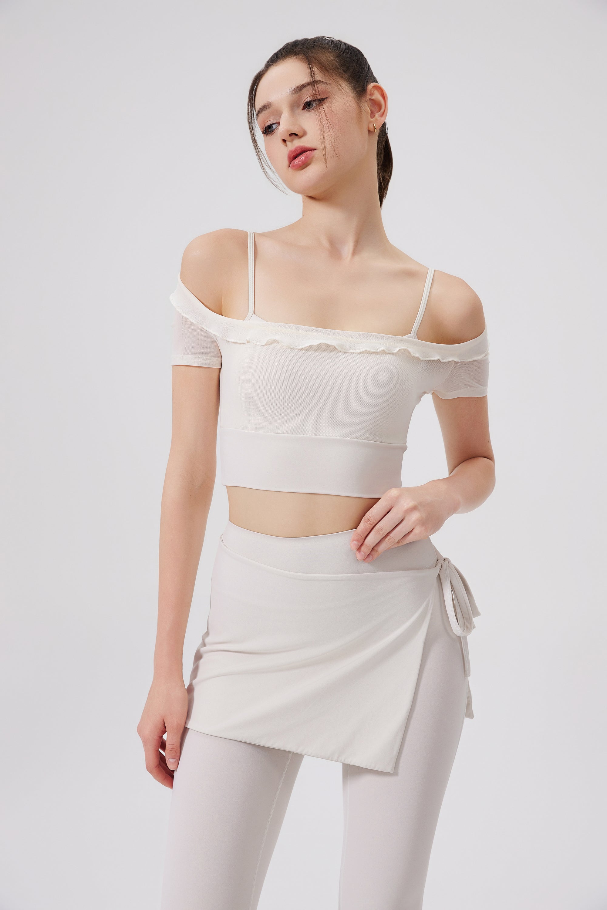 「Lotus」Ruffle Detail Bustier - Dance Tennis Pilates Yoga Top, Athletic Crop