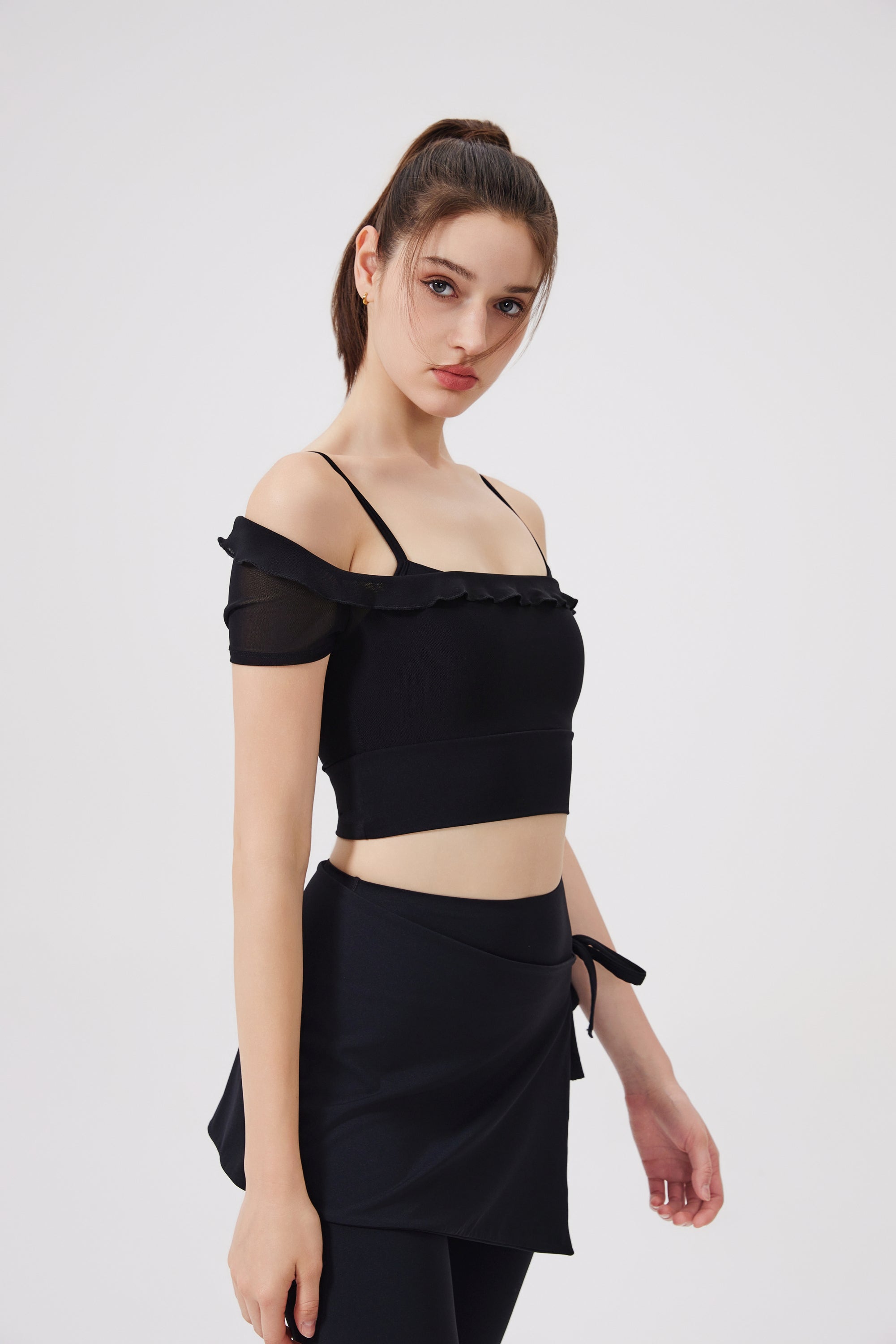「Lotus」Ruffle Detail Bustier - Dance Tennis Pilates Yoga Top, Athletic Crop