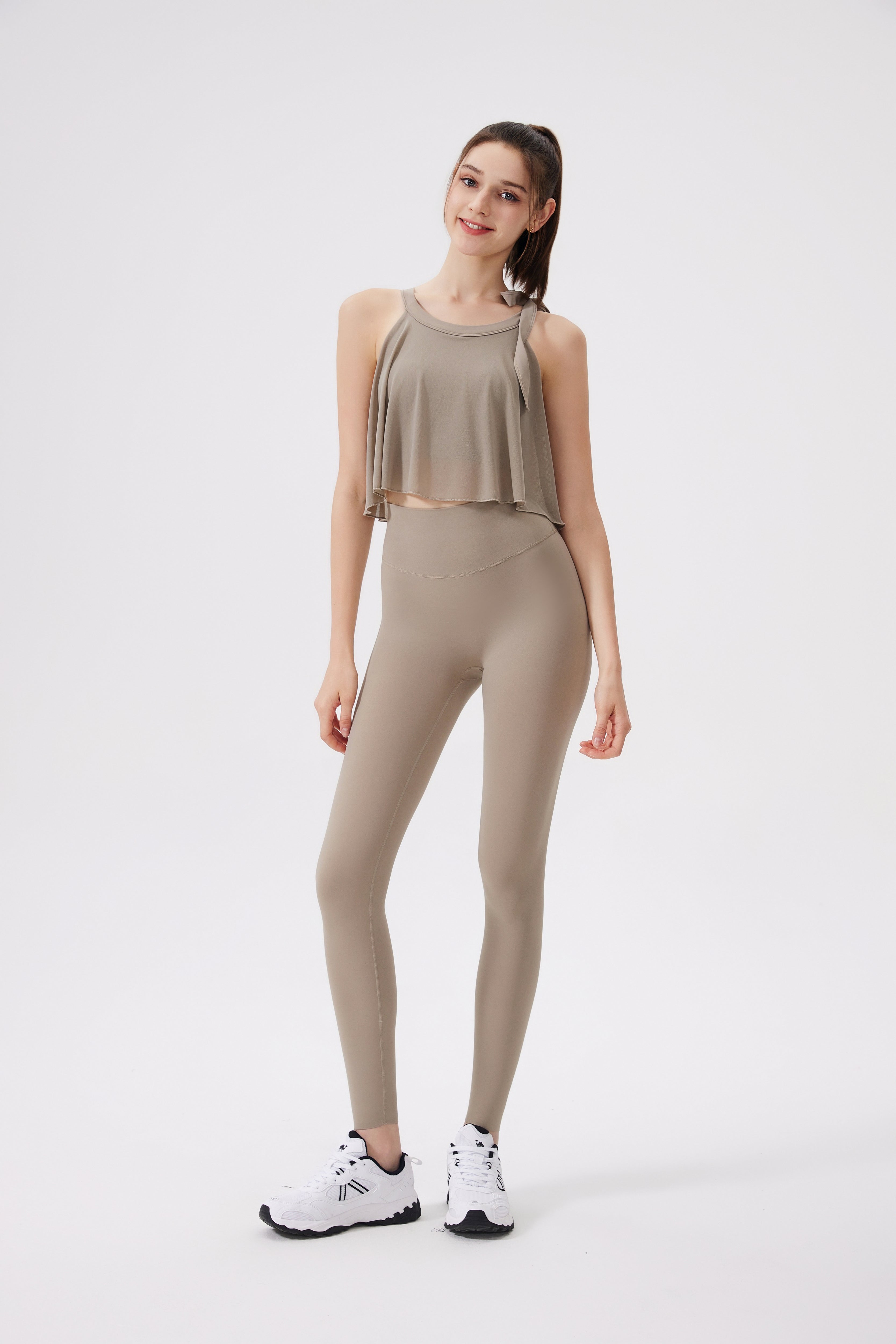 「Peach」Ethereal Mesh Crop Top - Yoga Top, Dancewear, Activewear