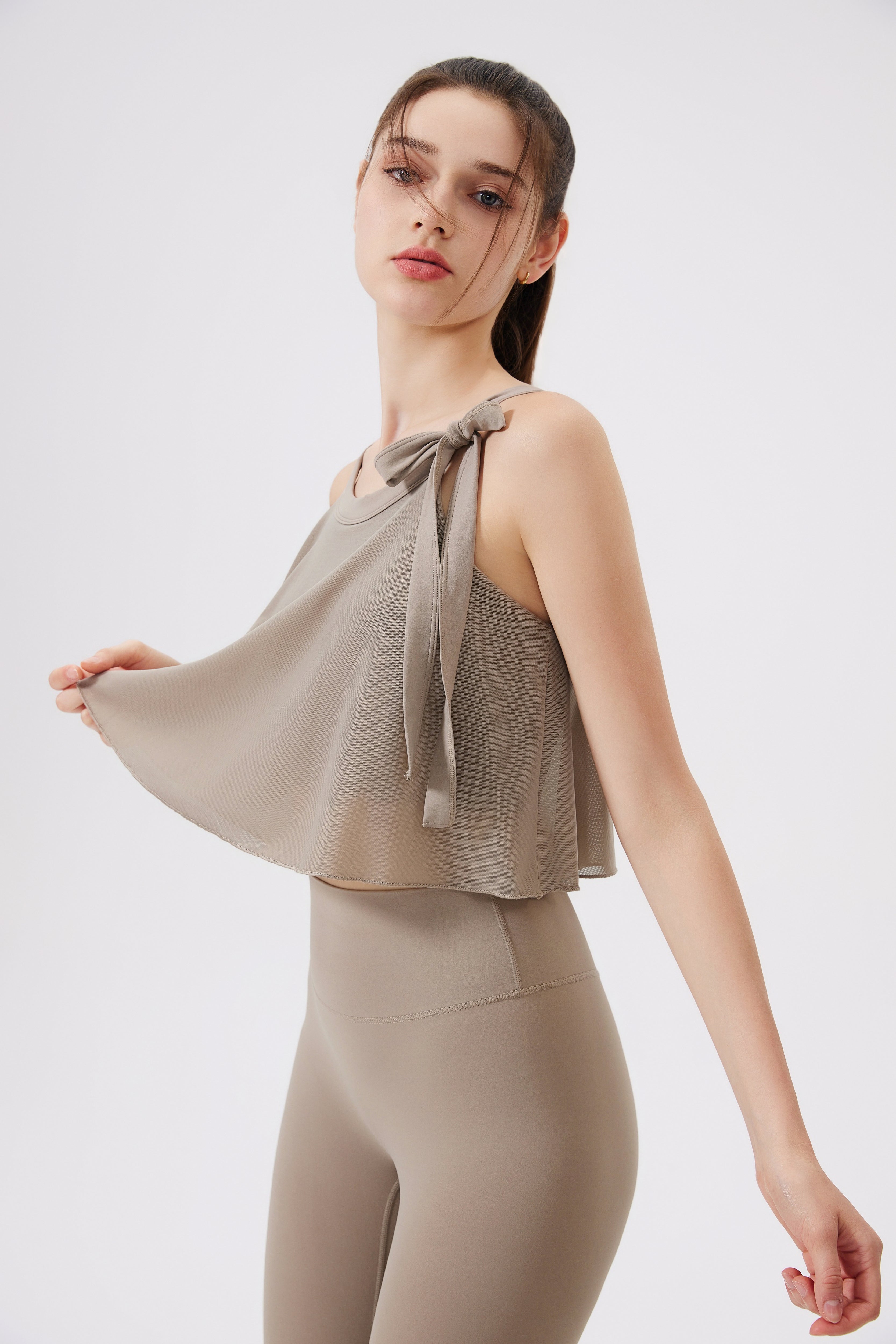 「Peach」Ethereal Mesh Crop Top - Yoga Top, Dancewear, Activewear