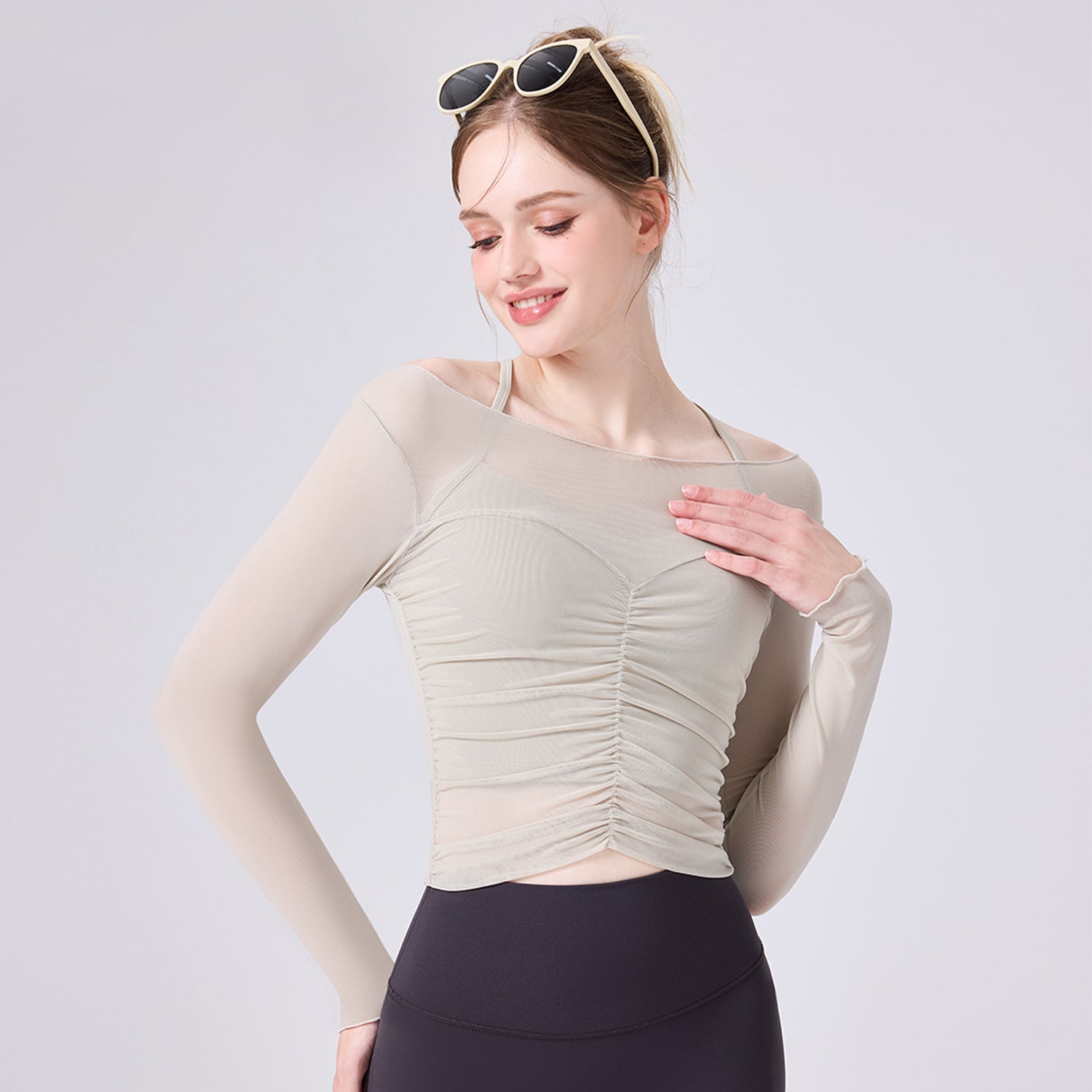 「Sheer」Mesh Long Sleeve Cover-Up, Yoga Kimono, dancewear Layer