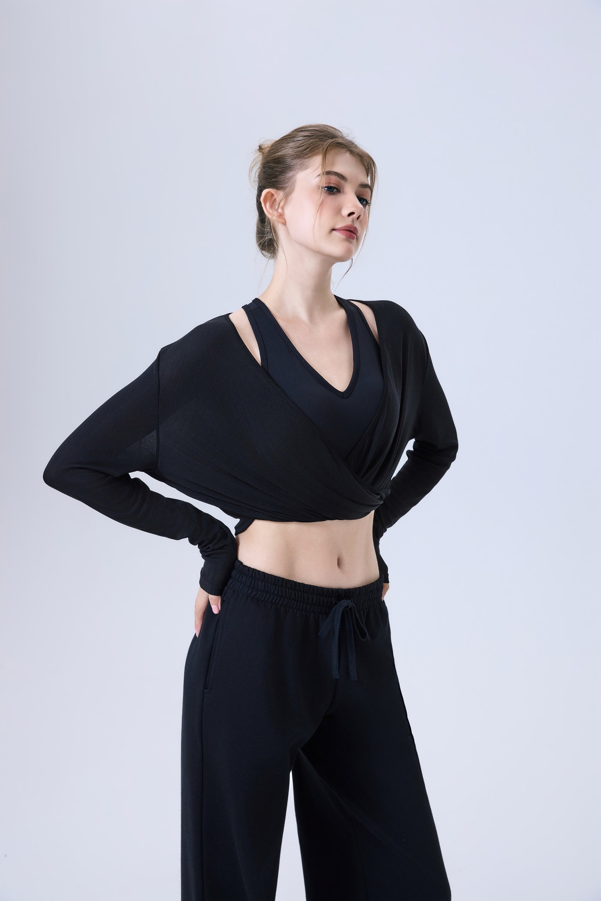 「Espresso Cocoa」Drop-Shoulder Crop Top - Athletic Top, Street Style, Fitness Wear