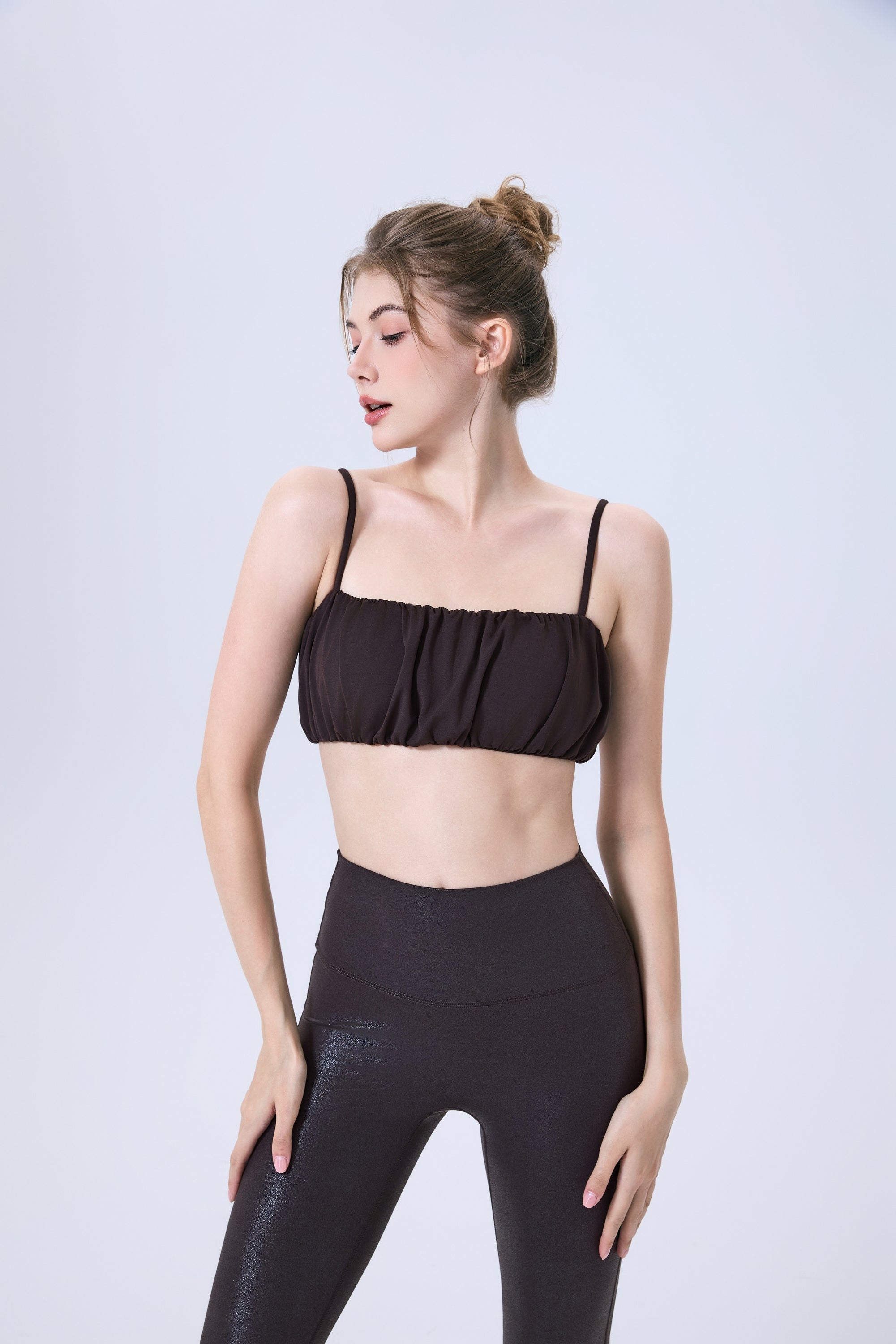 「Toffee Nut」Pleated Strap Bra - Sports Bra, Yoga Bra, Fashion Activewear