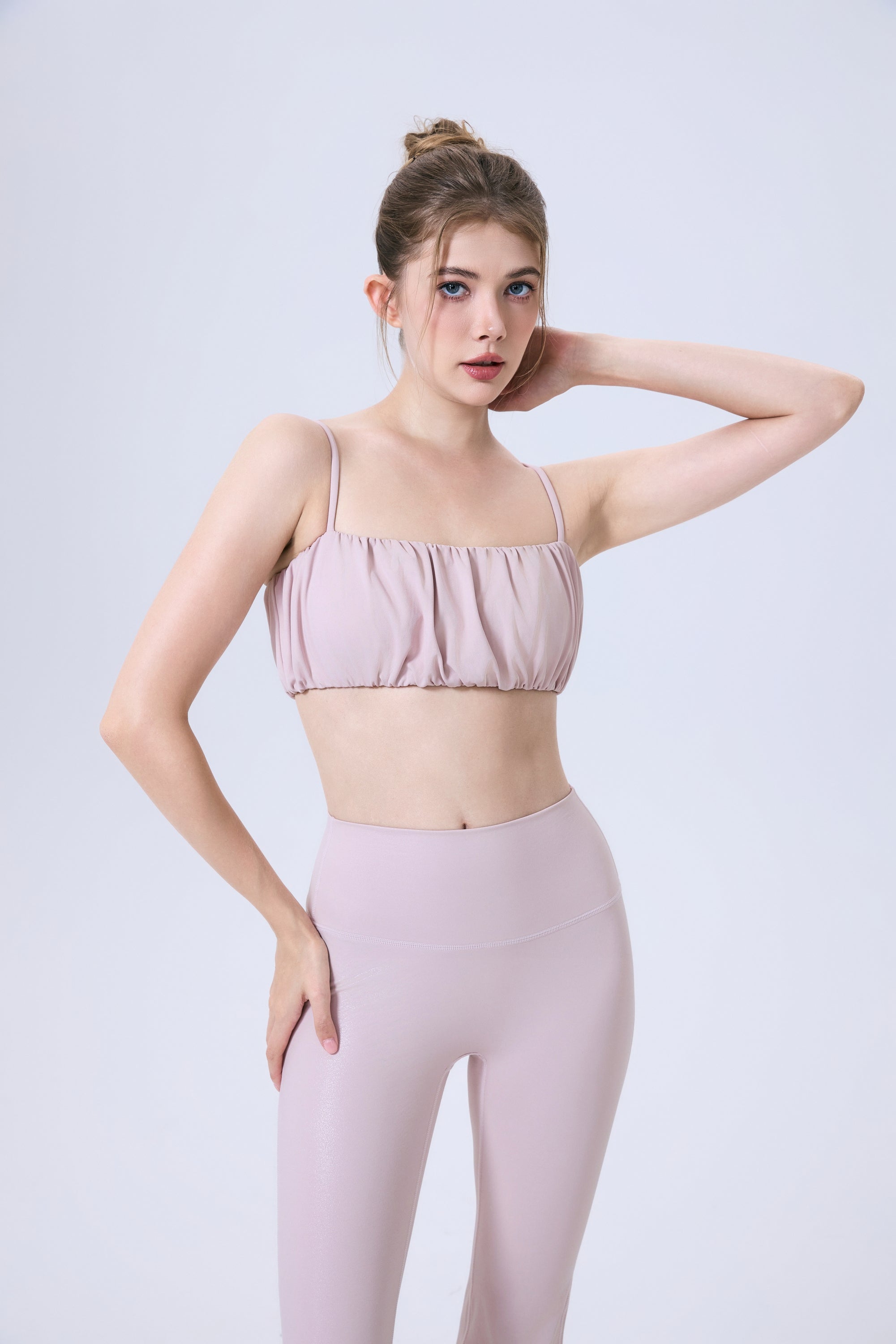 「Toffee Nut」Pleated Strap Bra - Sports Bra, Yoga Bra, Fashion Activewear