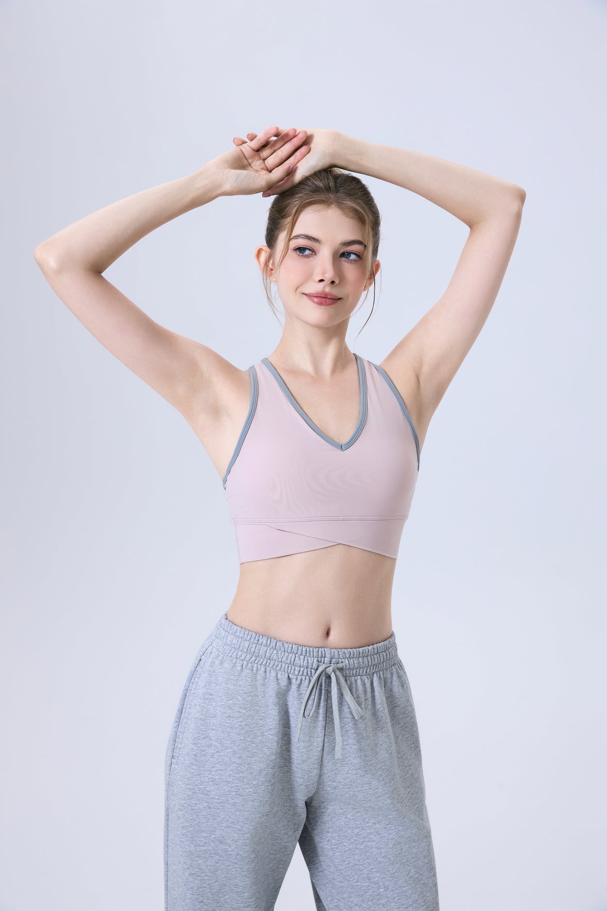 「Espresso Cocoa」V-Neck Criss-Cross Crop Top - Soft Lounge Top, Yoga Bra, Jazz Dancewear