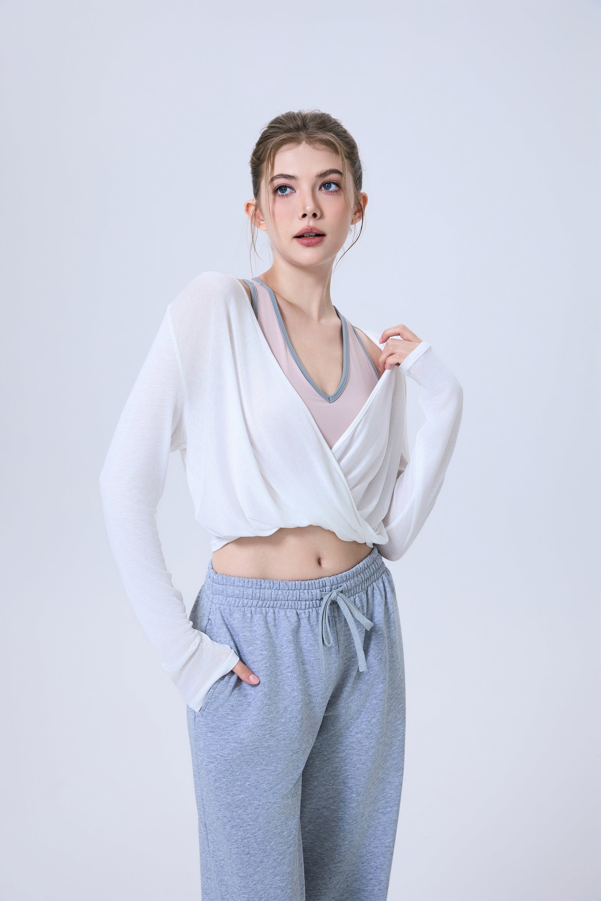 「Espresso Cocoa」Drop-Shoulder Crop Top - Athletic Top, Street Style, Fitness Wear