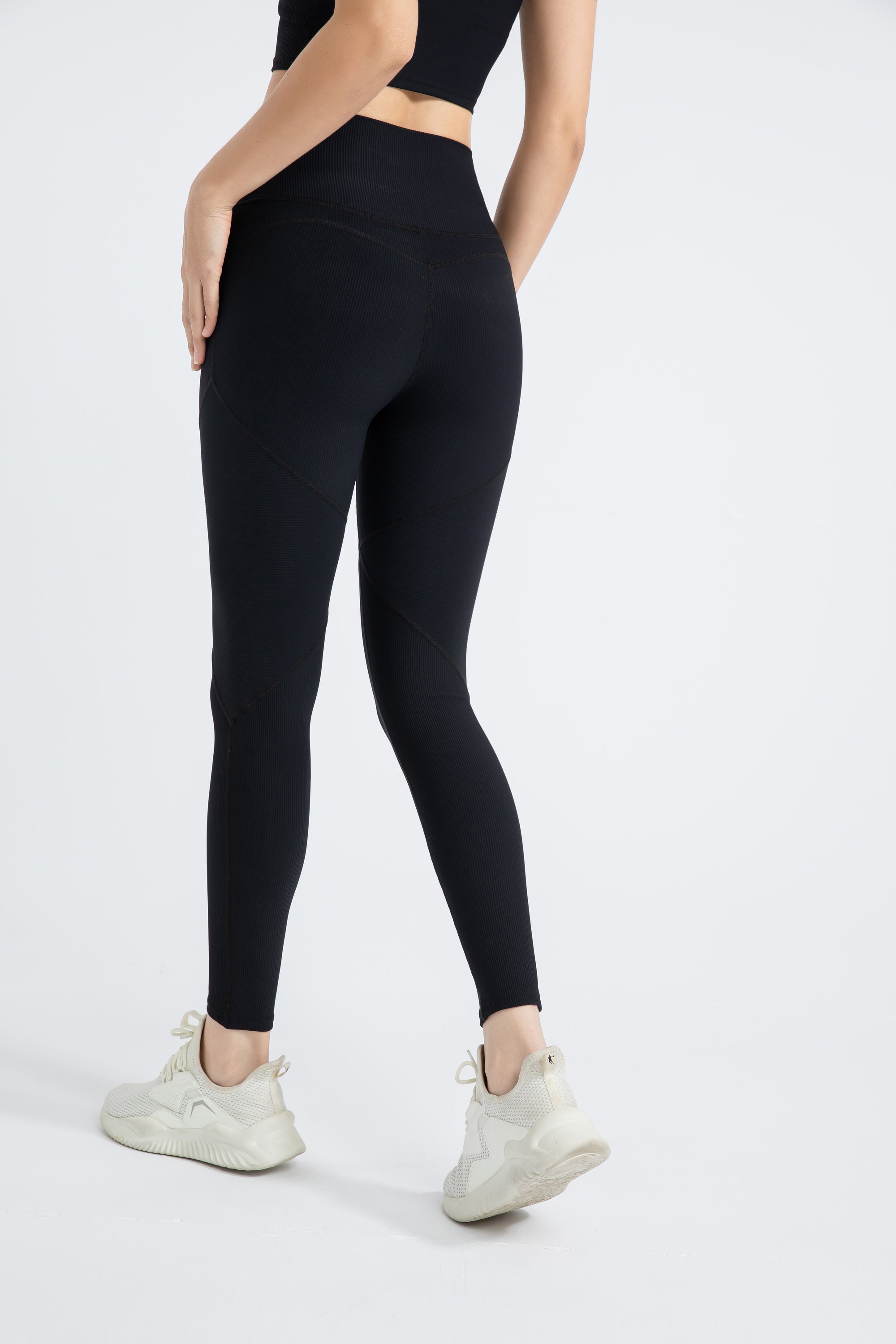 「Ivory Ripple」High-Waist Ribbed Leggings - Yoga Pants, Dancewear, Studio to Street