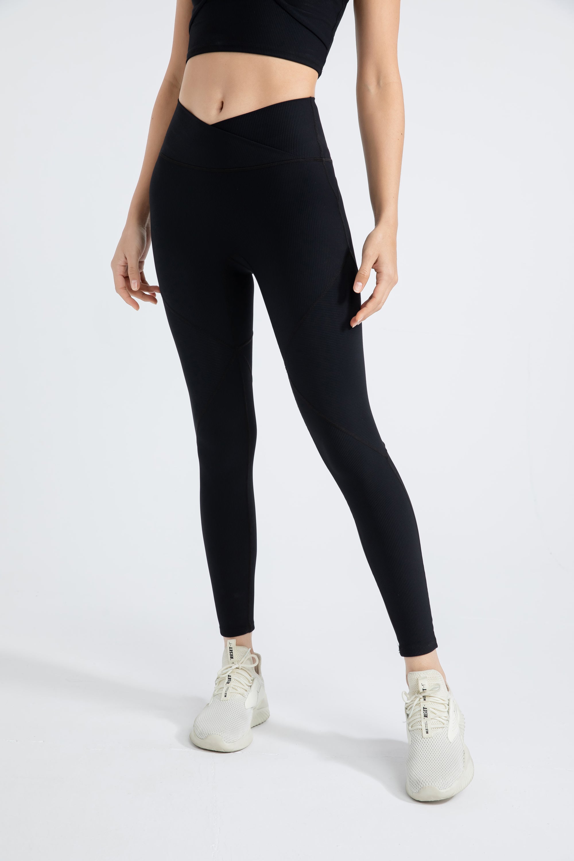 「Ivory Ripple」High-Waist Ribbed Leggings - Yoga Pants, Dancewear, Studio to Street