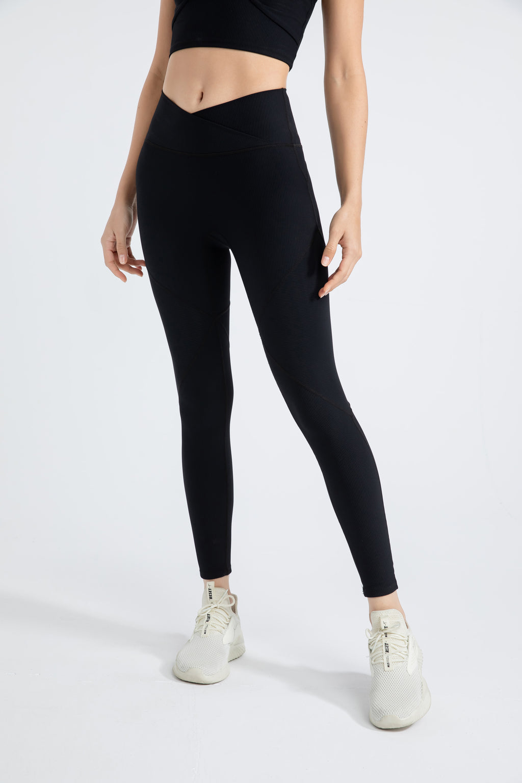 「Ivory Ripple」High-Waist Ribbed Leggings - Yoga Pants, Dancewear, Studio to Street
