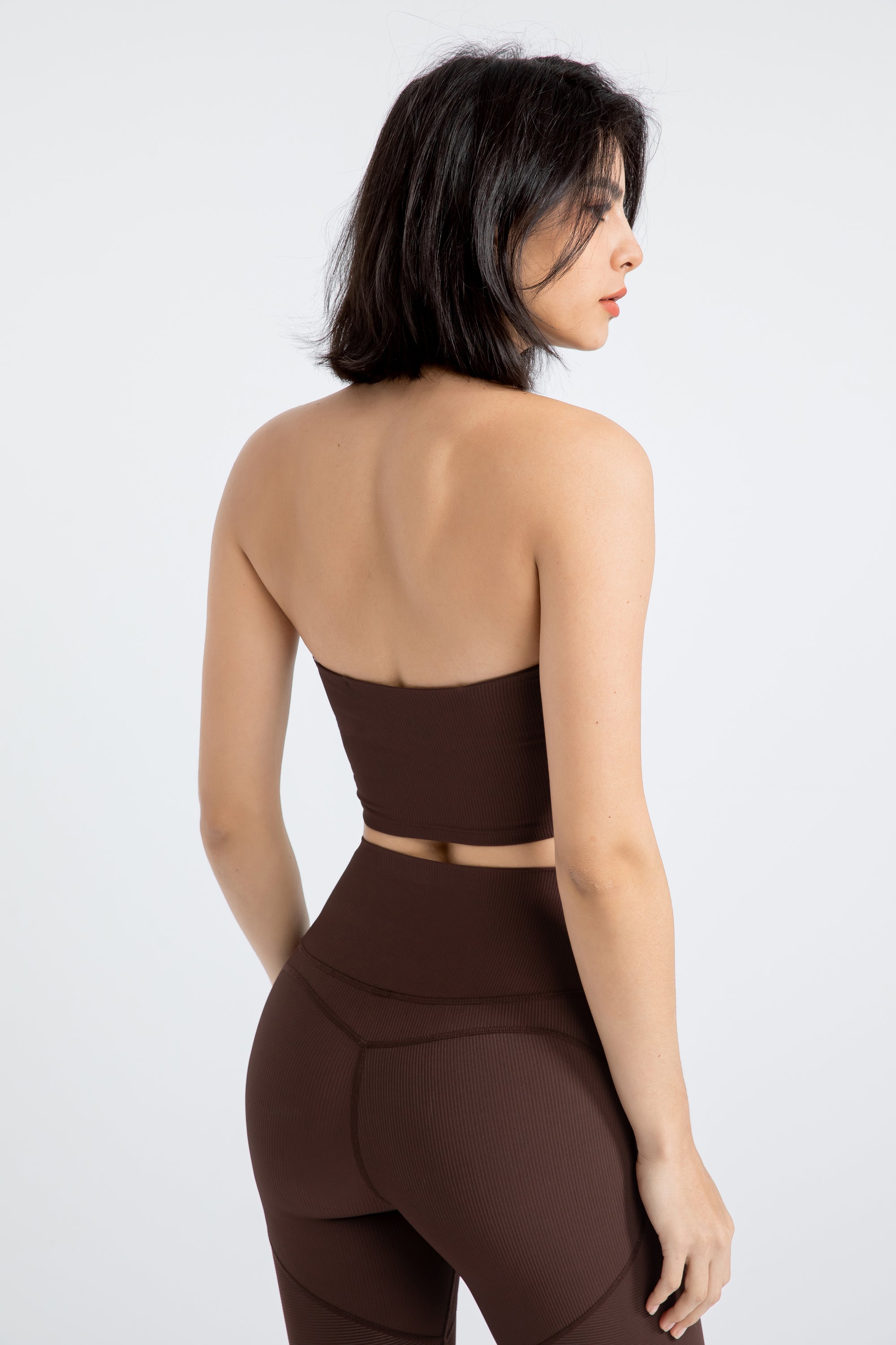 「Ivory Ripple」Halter Ribbed Crop Top - Pilates Top, Yoga Bra, Dancerwear