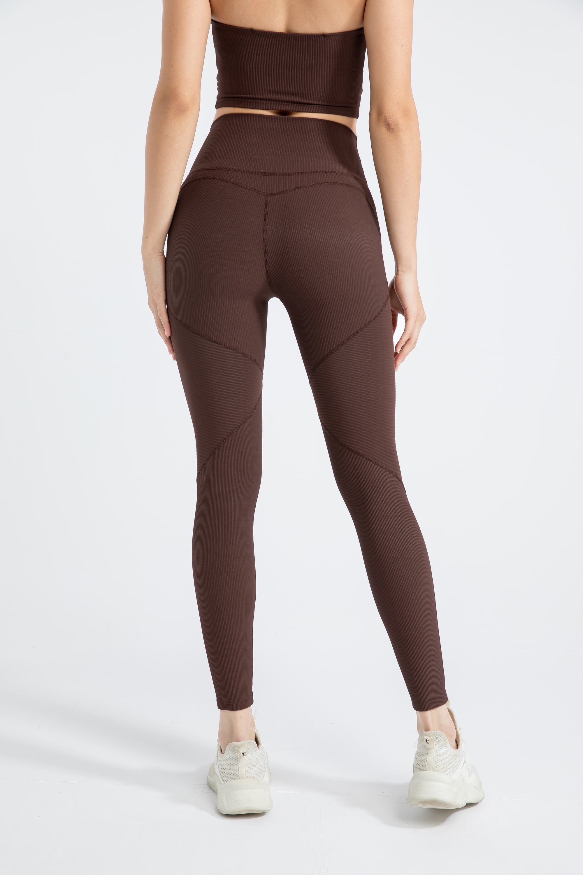 「Ivory Ripple」High-Waist Ribbed Leggings - Yoga Pants, Dancewear, Studio to Street