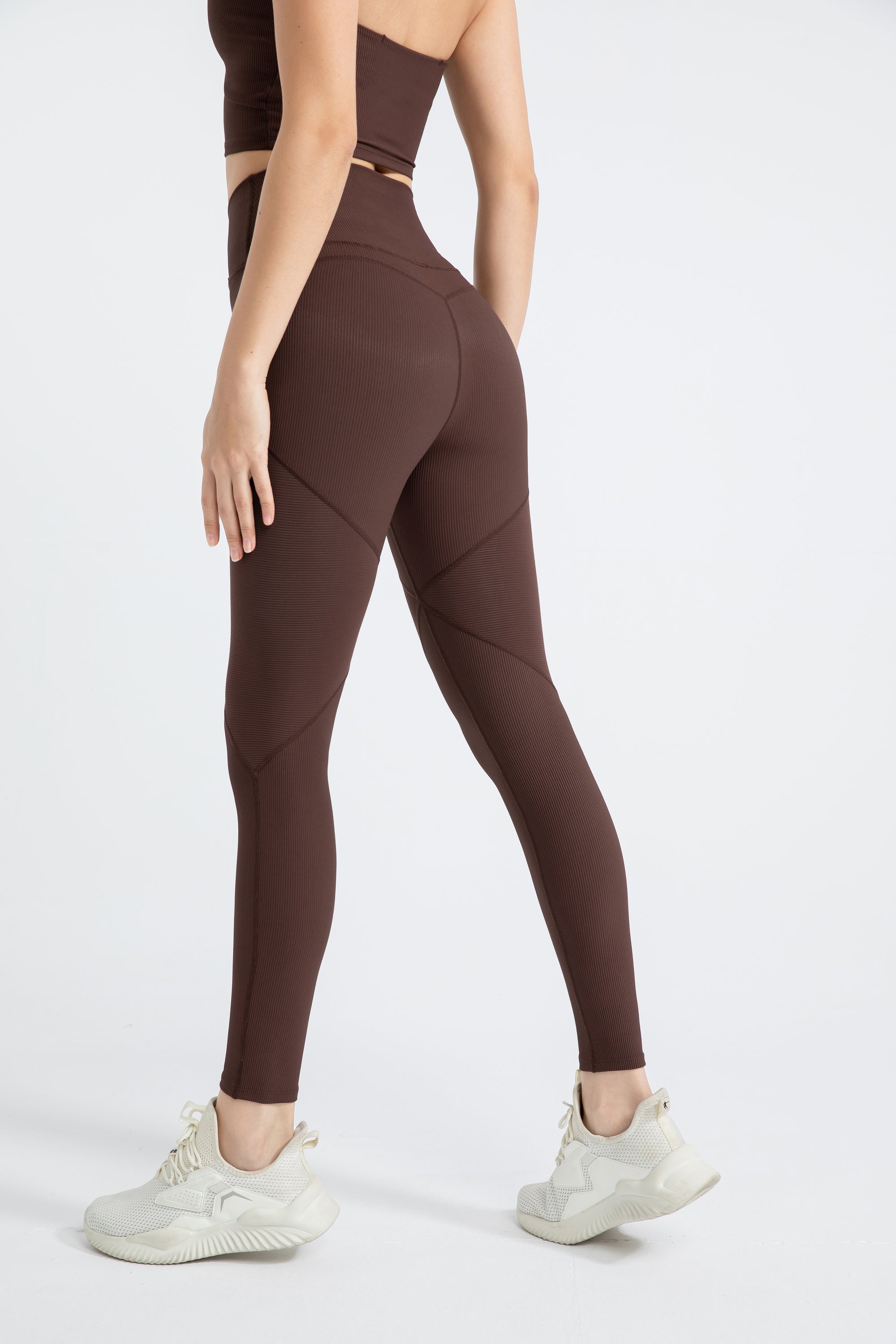 「Ivory Ripple」High-Waist Ribbed Leggings - Yoga Pants, Dancewear, Studio to Street
