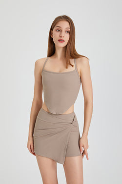 「Bloom Motion」Ribbed Asym Knot Skort