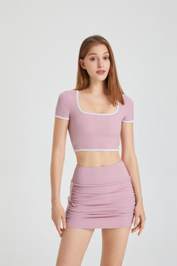 「Morning Haze 」Square Neck Ribbed Crop Top