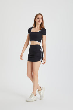 「Morning Haze 」Square Neck Ribbed Crop Top