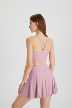 「Sky Whirl」Halter Ribbed Crop Top