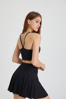 「Sky Whirl」Halter Ribbed Crop Top
